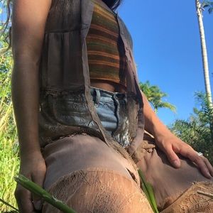 Brown lace shawl cover up layer top